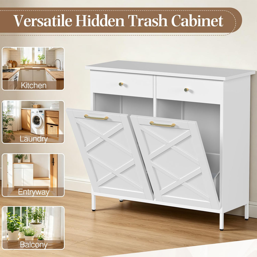 10 Gallon Metal Double Tilt Out Trash Can Cabinet G500