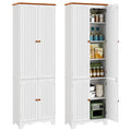 White 72" Kitchen Pantry Cabinet with Doors and Adjustable Shelves R862