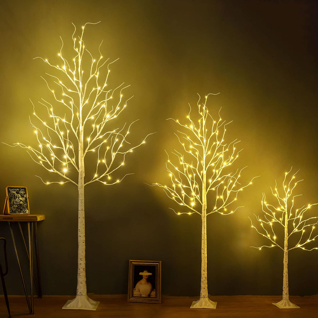 6ft 96LED Lighted Artificial Birch Tree with 9 Modes Timer F498