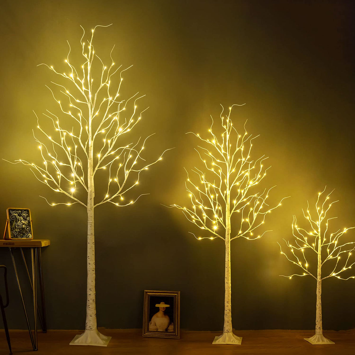 6ft 96LED Lighted Artificial Birch Tree with 9 Modes Timer F498