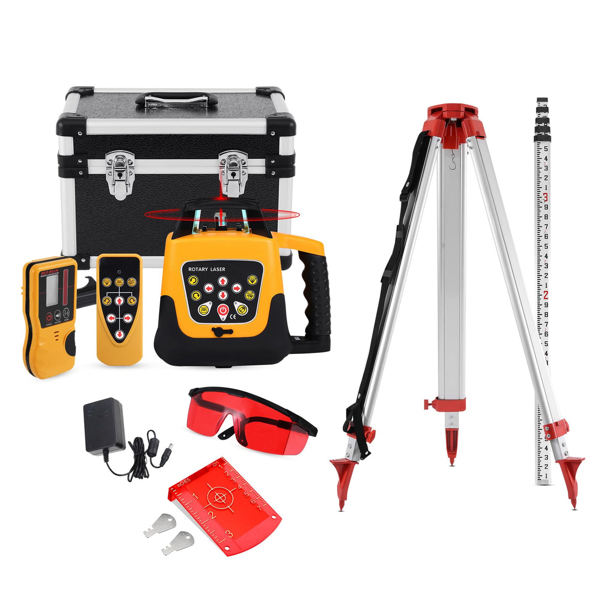 Red Beam Rotary Laser Level Kit with Tripod B317928