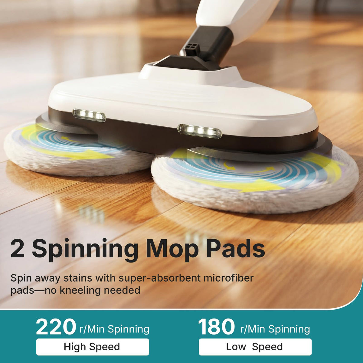 Steam Mop with Rotating Pads and 4 Cleaning Modes T676358