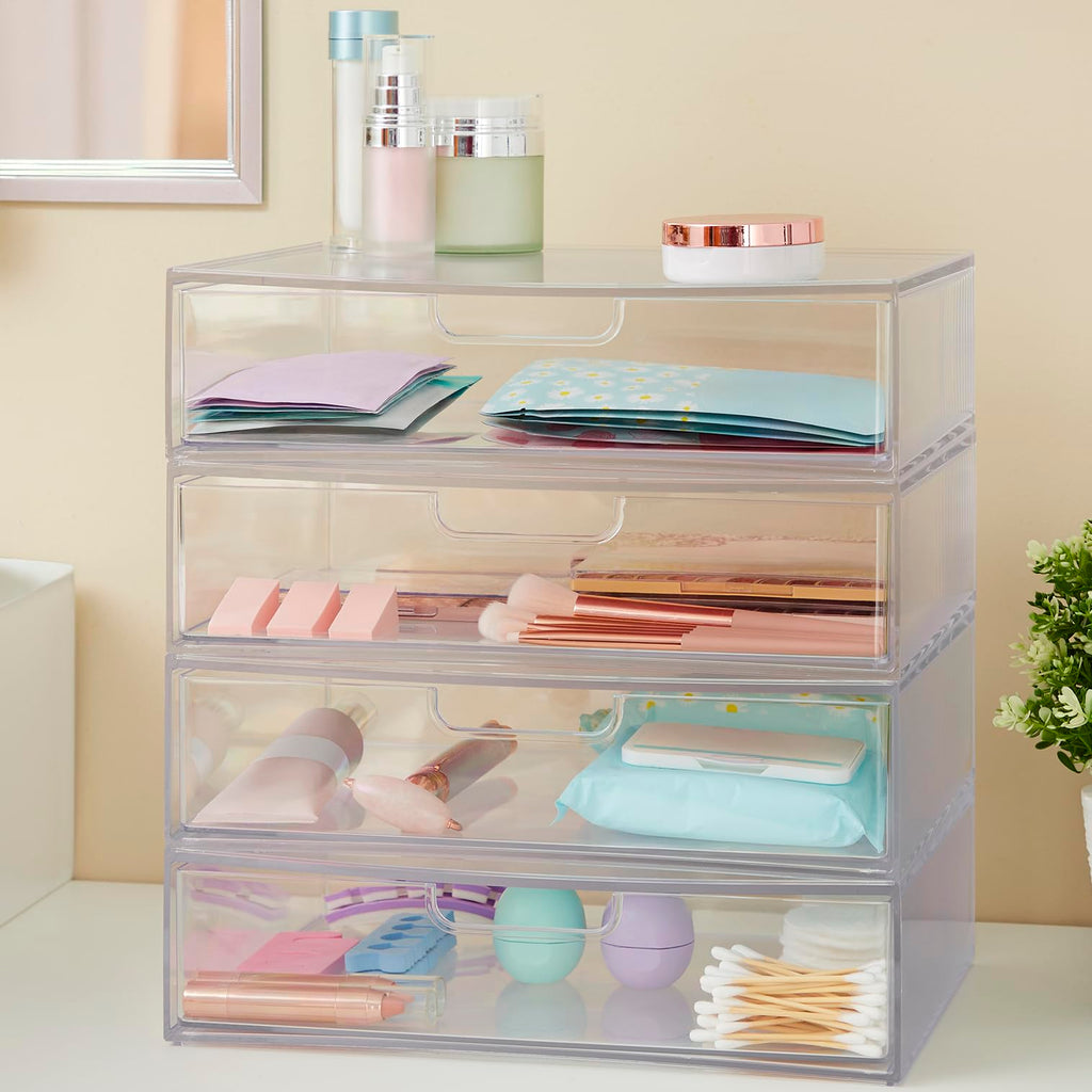 Clear Plastic Stackable Organizer Drawers Set of 2 M5951