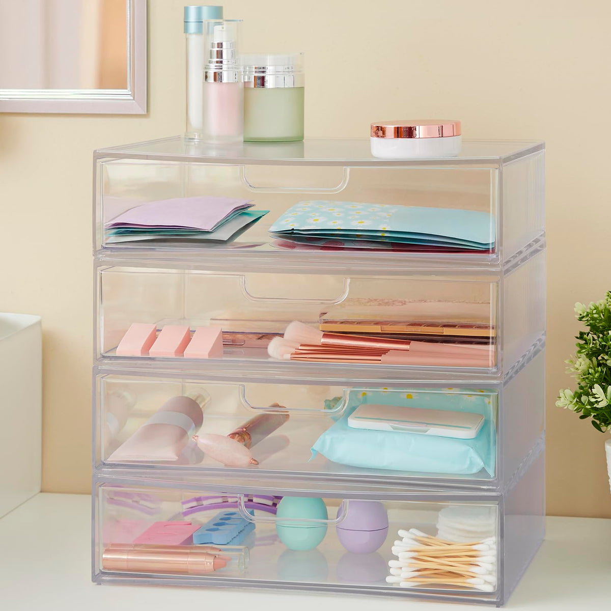 Clear Plastic Stackable Organizer Drawers Set of 2 M5951