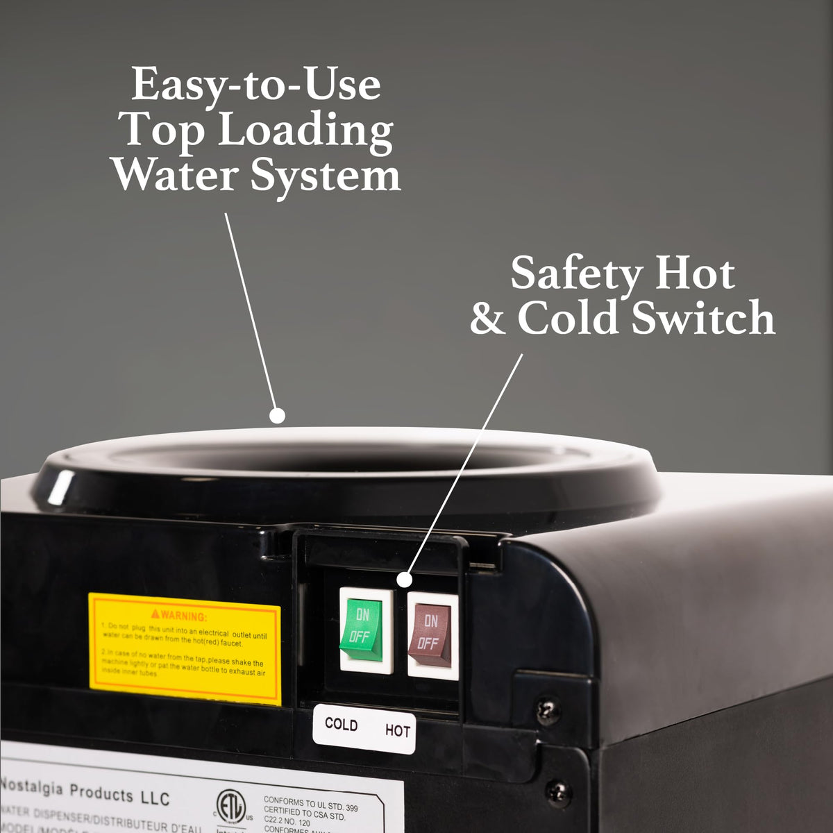 Top Loading Water Cooler with Hot Cold Settings G851746