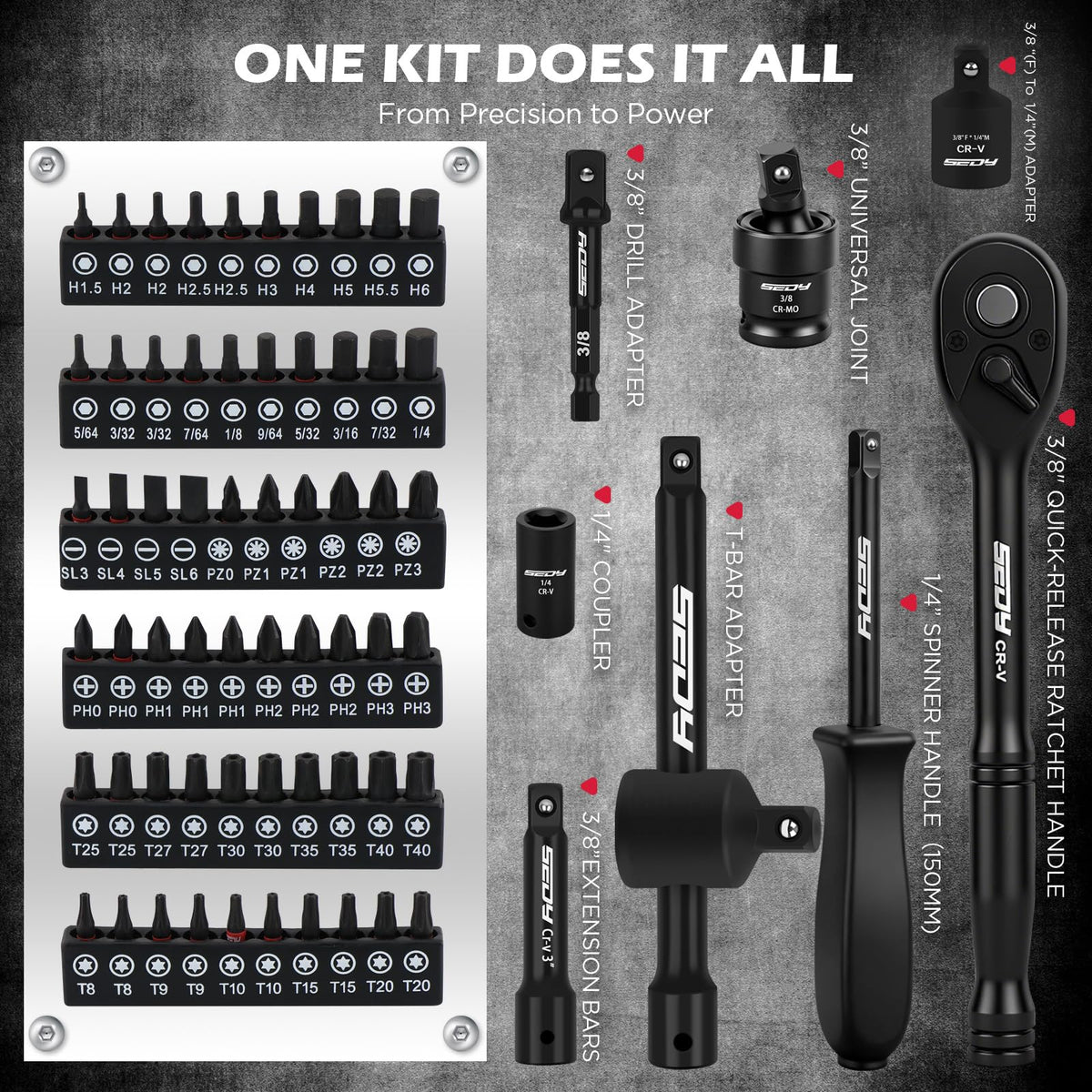 132-Piece SAE/Metric Mechanics Tool Set with Storage Case U337