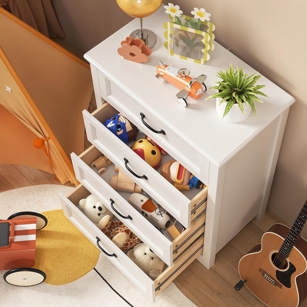 White 4 Drawer Wood Dresser T5816