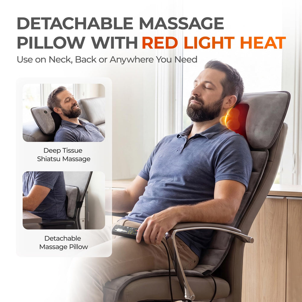 Grey Foldable Heated Full Body Massage Mat with 3D Neck Massager G5415