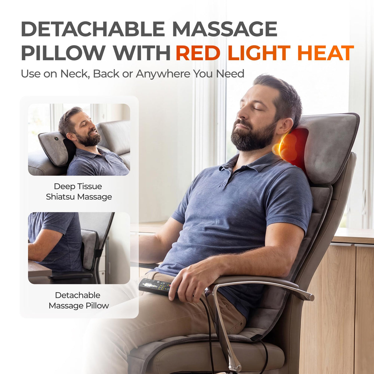 Grey Foldable Heated Full Body Massage Mat with 3D Neck Massager G5415