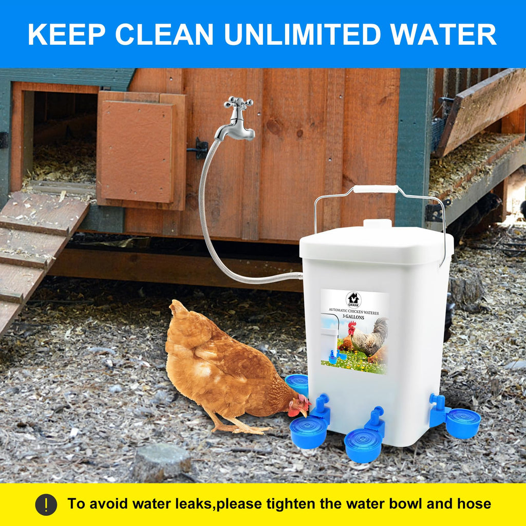 3 Gallons Automatic Poultry Waterer with Hose Attachment R255