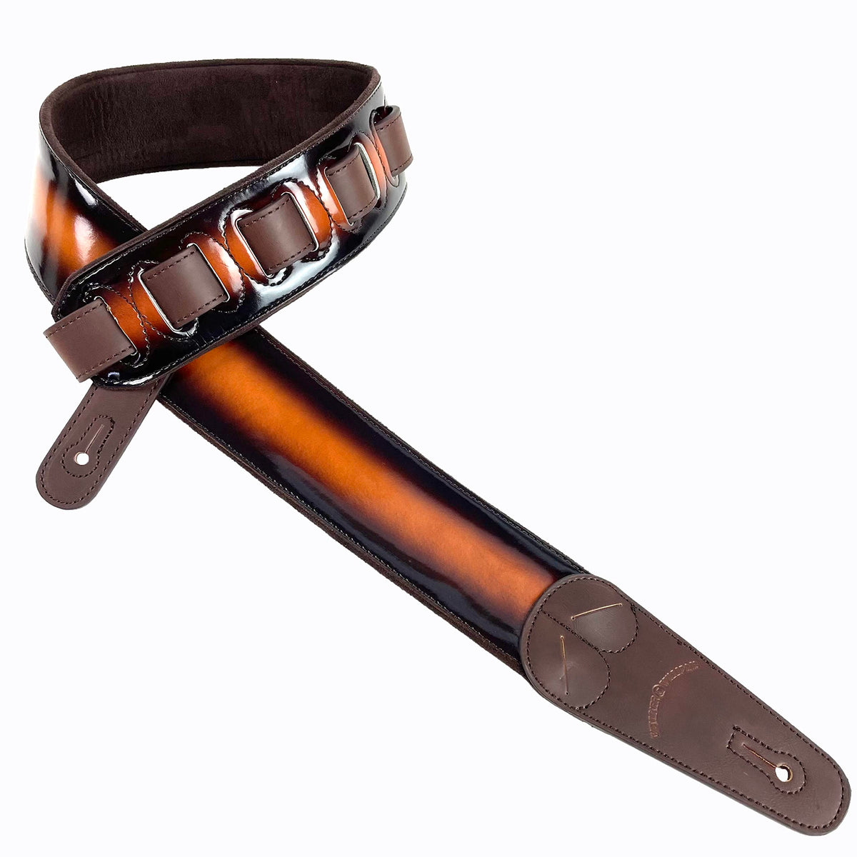 Sunburst Finish Guitar Strap with Pick Pockets & Padded Velour Back Q640638