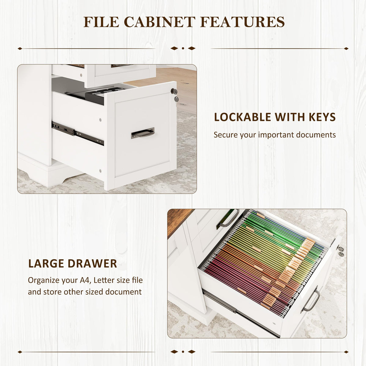 55'' White Farmhouse Desk with Drawers B96186