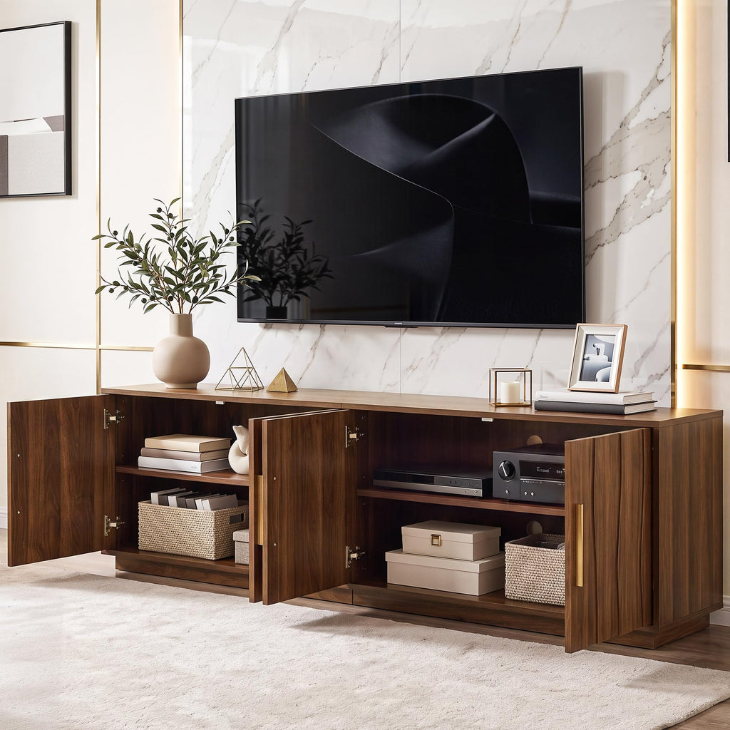 70" Mid Century Modern Walnut TV Stand N46829