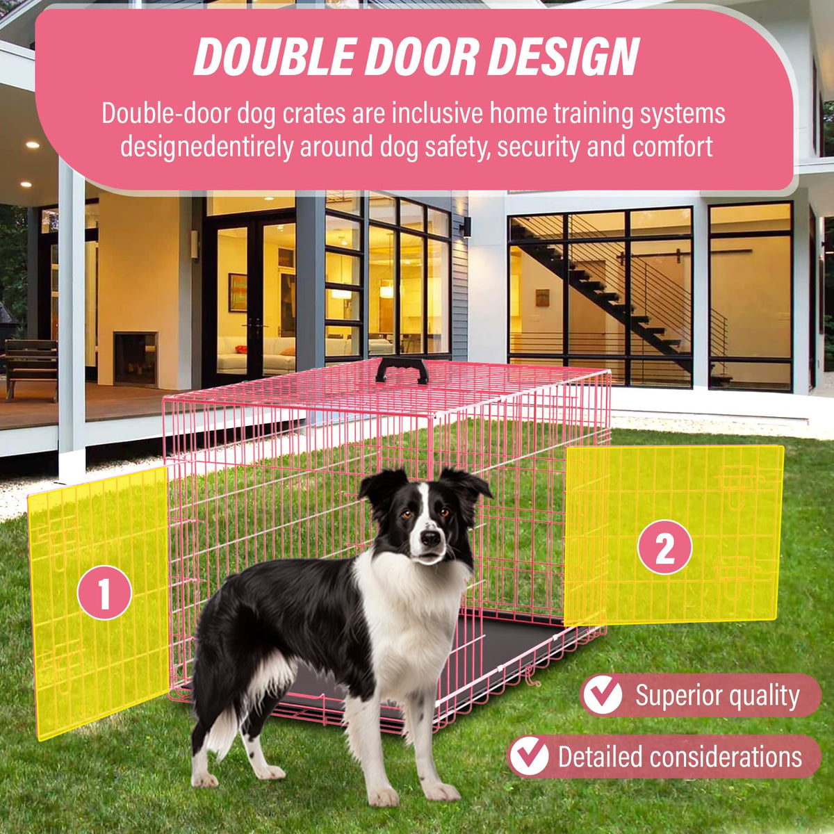 36" Metal Wire Folding Dog Crate with Divider Panel M733048