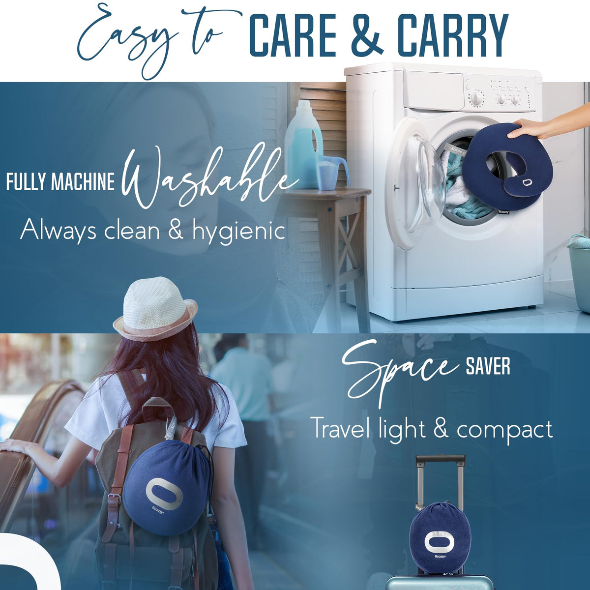 Soft Adjustable Travel Neck Pillow with Carry Bag F8158