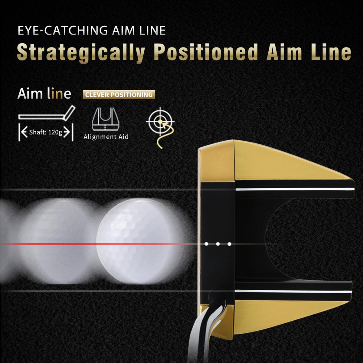 CNC-Milled Low-CG Golf Putter with Alignment Line & Oversized Grip W956