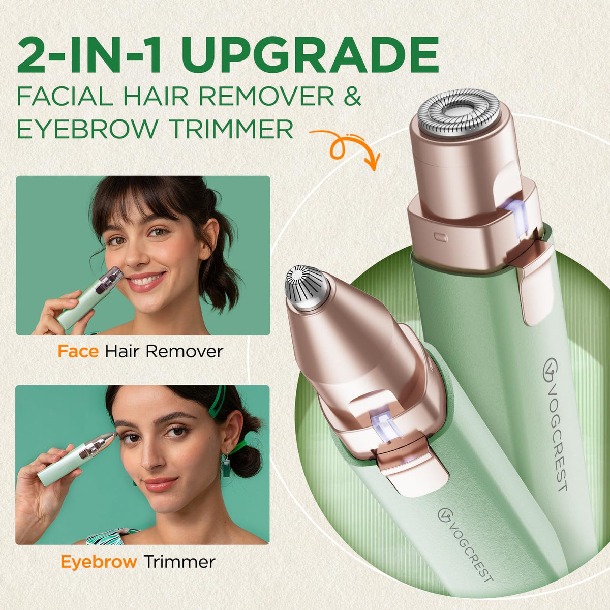 2 in 1 Rechargeable Facial Hair Remover & Eyebrow Trimmer G842129