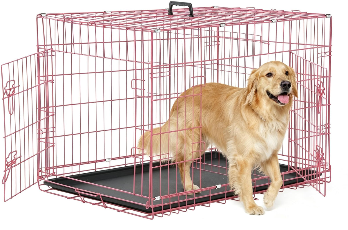 36 Inch Foldable Metal Dog Crate with Double Doors C2765