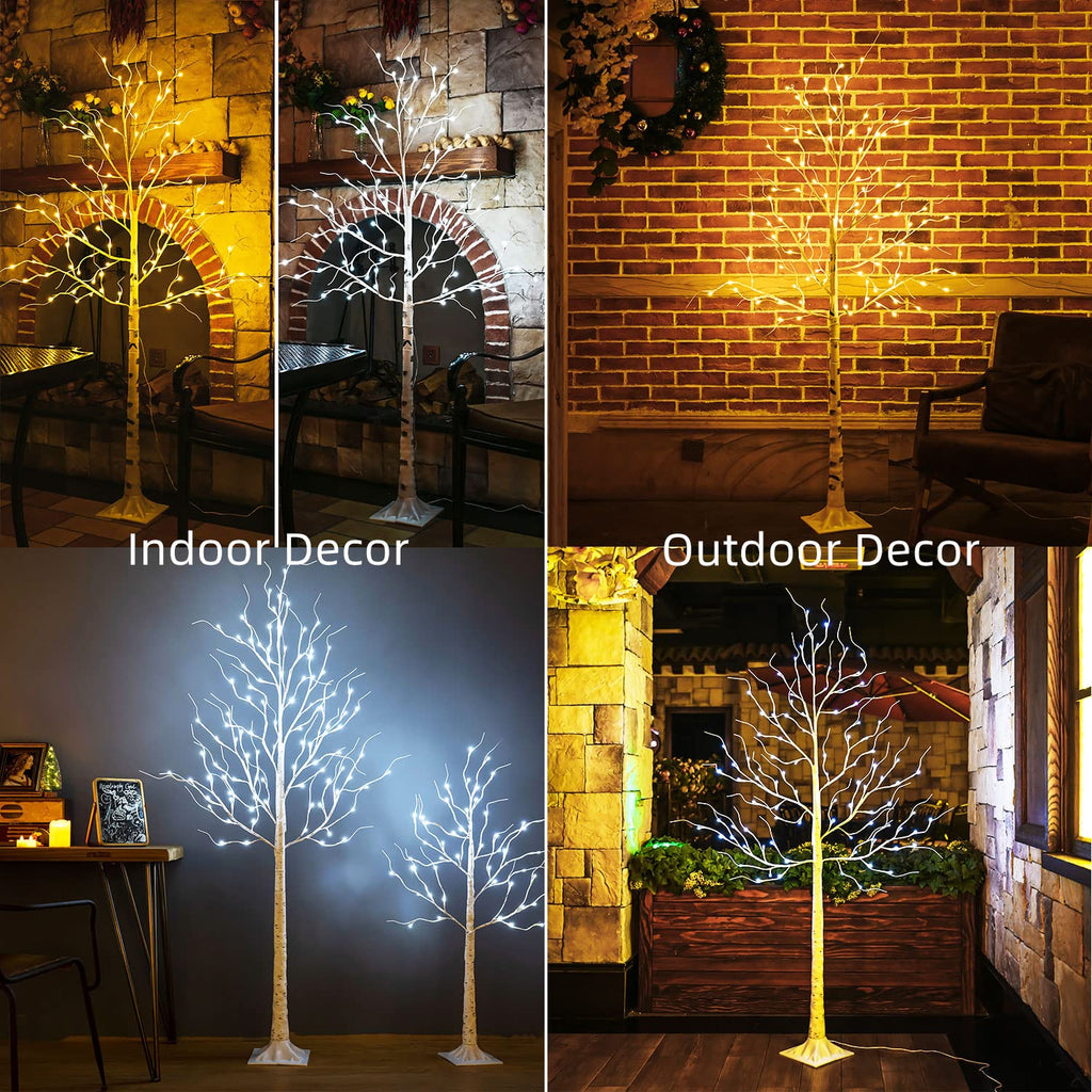 6ft 96LED Lighted Artificial Birch Tree with 9 Modes Timer F498