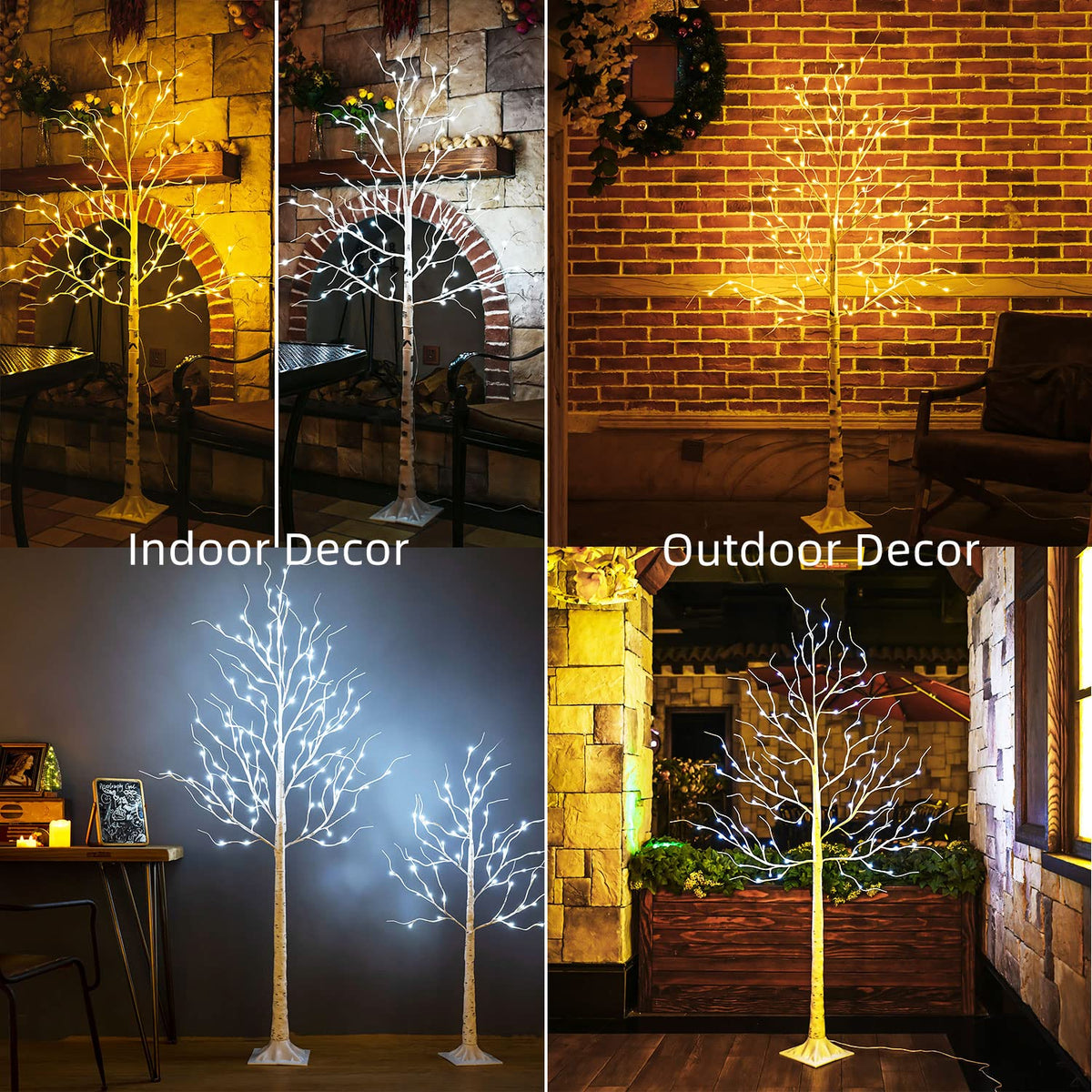 6ft 96LED Lighted Artificial Birch Tree with 9 Modes Timer F498