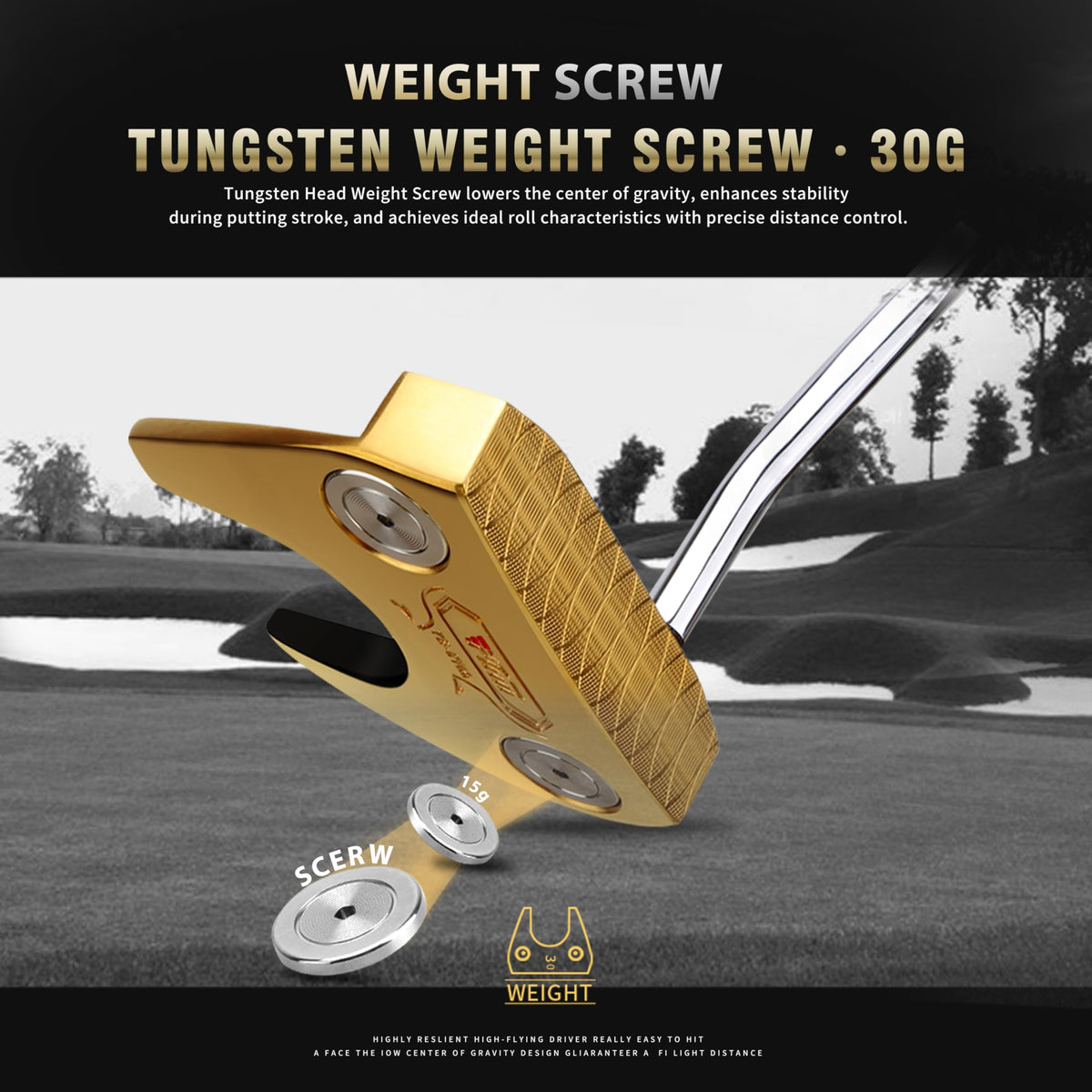 CNC-Milled Low-CG Golf Putter with Alignment Line & Oversized Grip W956