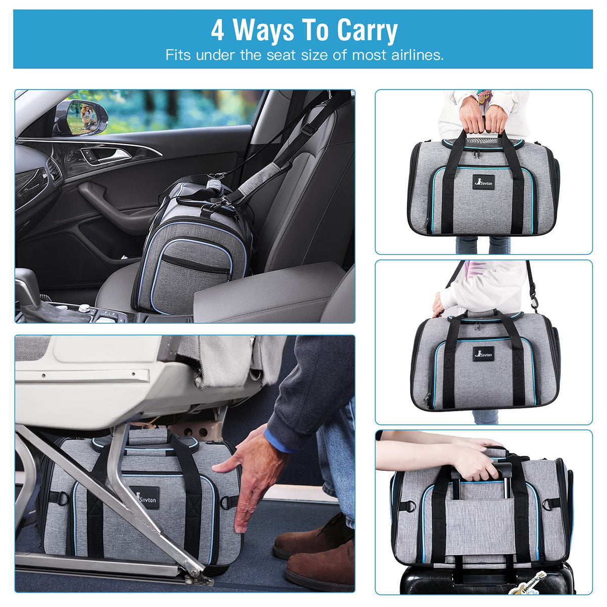 Airline Approved Expandable Soft Sided Pet Carrier with Fleece Pad Y84495