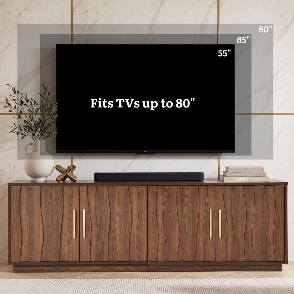 70" Mid Century Modern Walnut TV Stand N46829