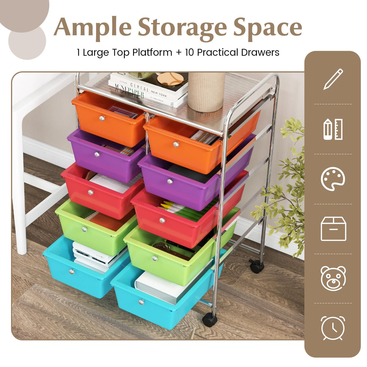 10 Drawer Rolling Storage Cart U96368