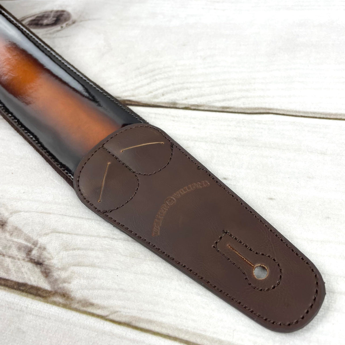 Sunburst Finish Guitar Strap with Pick Pockets & Padded Velour Back Q640638