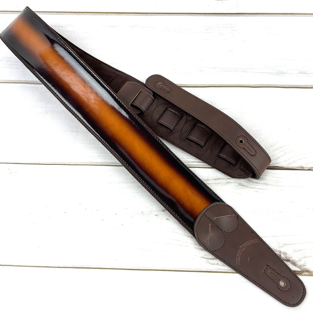 Sunburst Finish Guitar Strap with Pick Pockets & Padded Velour Back Q640638
