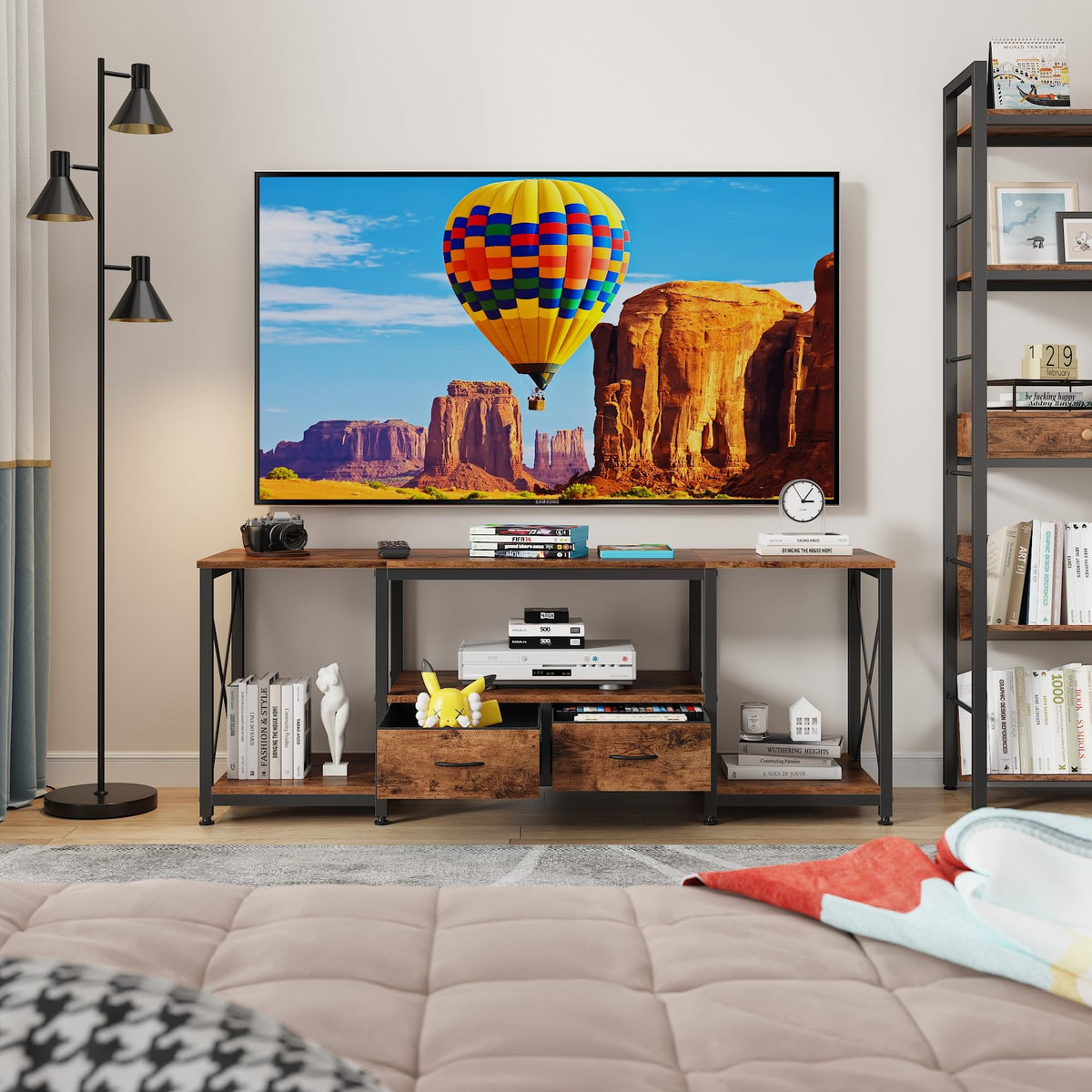 Fabric Drawers TV Stand for 65 70 75 Inches TV X86331