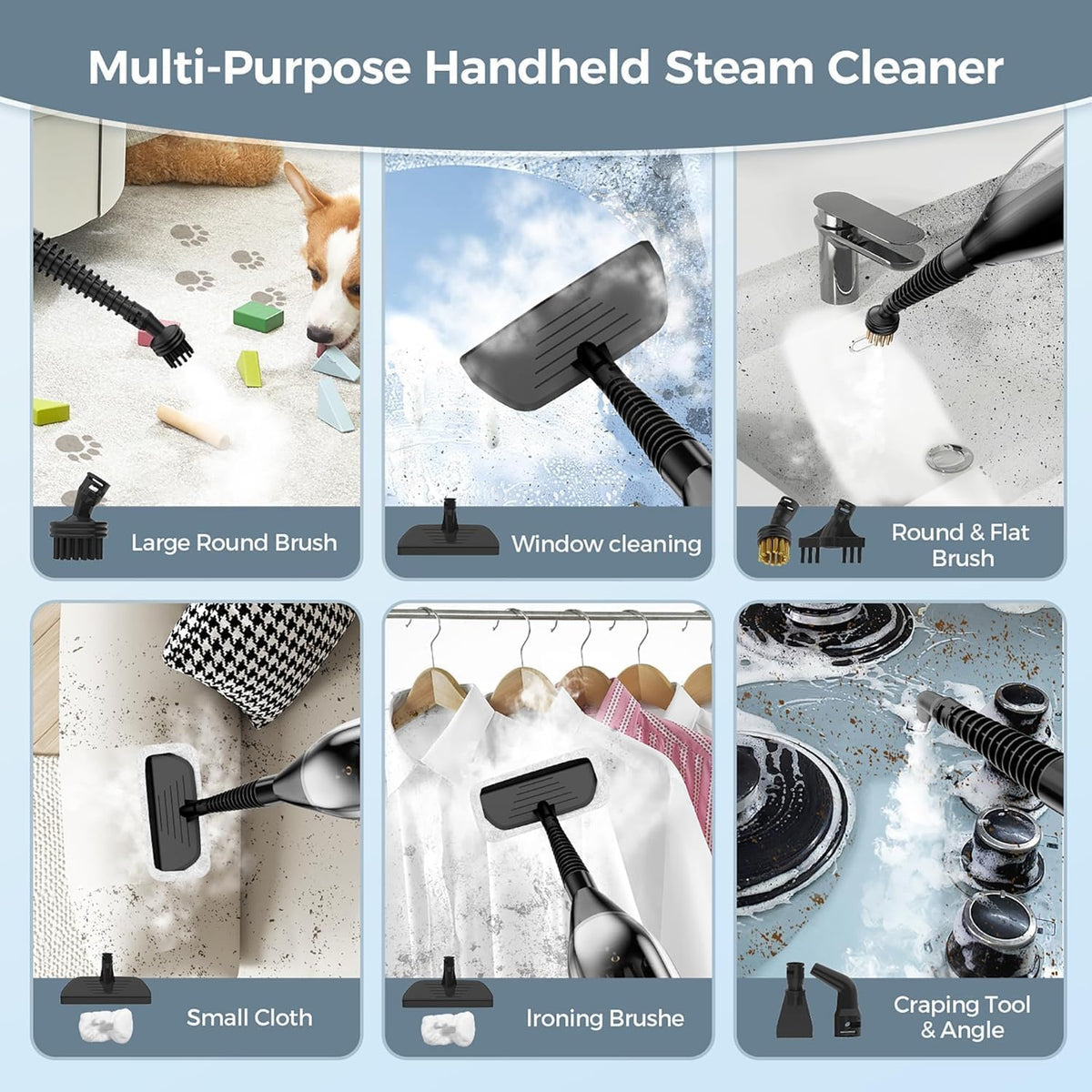 12-in-1 Handheld Steam Mop with 565ML Removable Tank V27923