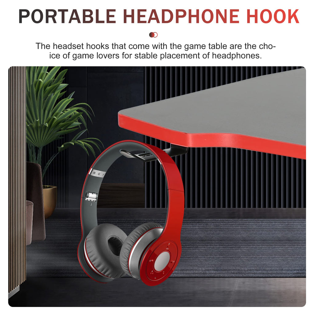 47 Inch Z Shaped Gaming Desk with Headphone Hook V2861