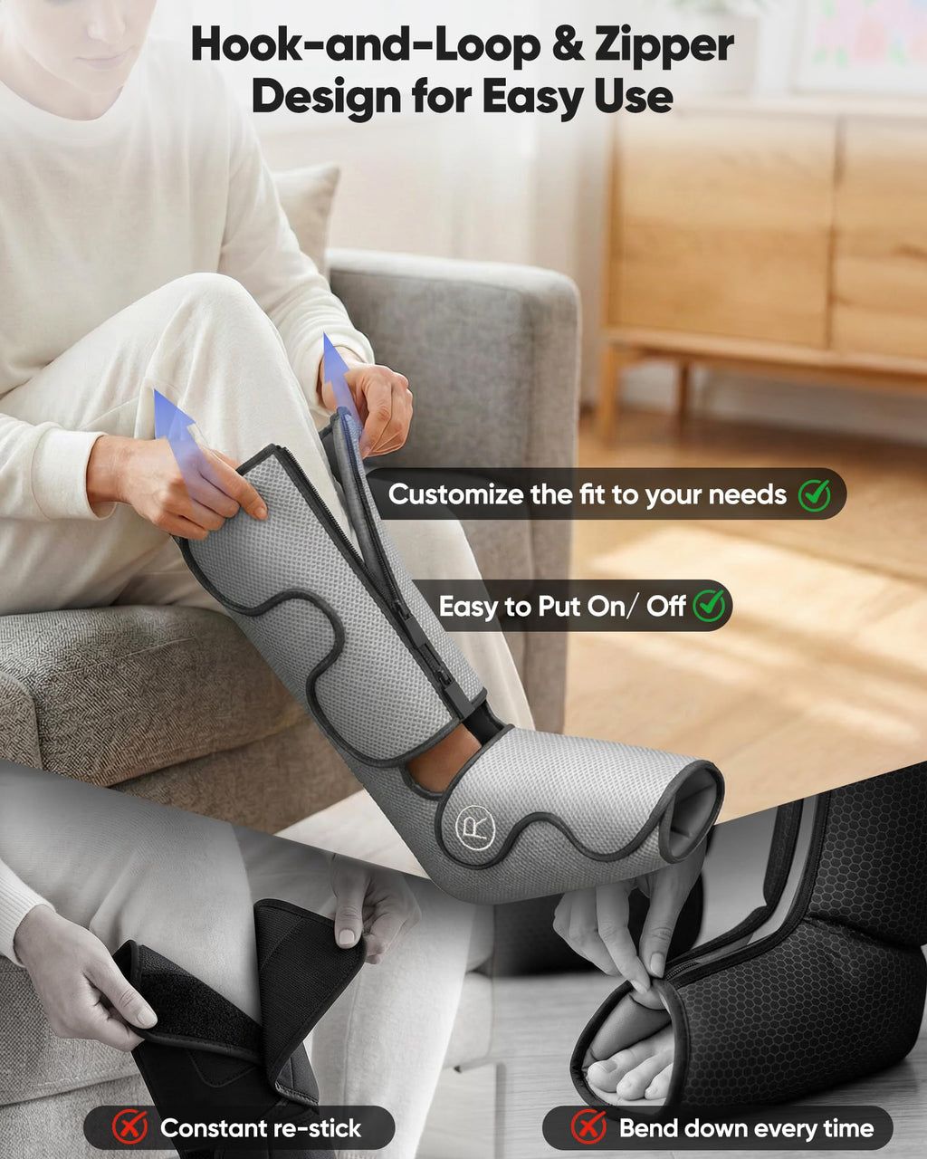 Air Compression Leg Massager with Heat, Foot and Calf Massager, 9 Intensity, 4 Modes, 3 Heating M159