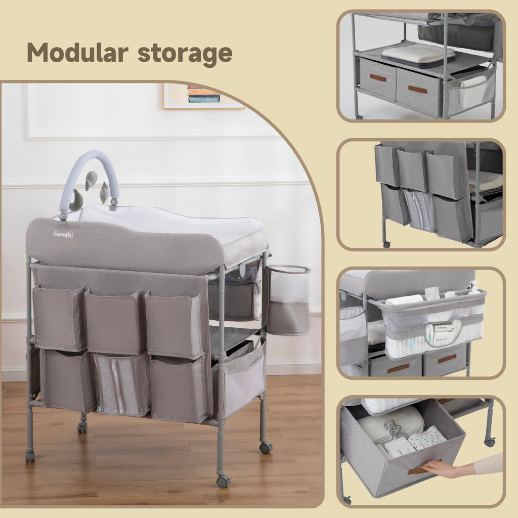 Portable Folding Baby Changing Table with 2 Drawers I582952