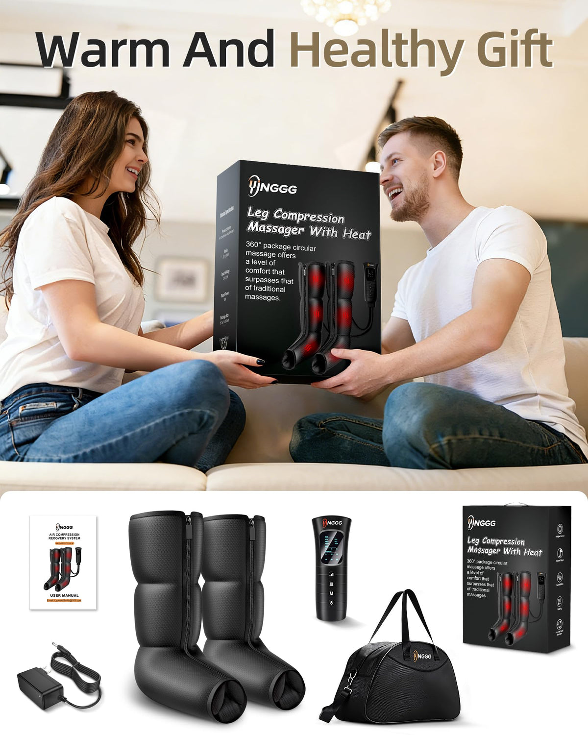 Leg Compression Massager with Heat, Foot & Calf Massager Boots S539