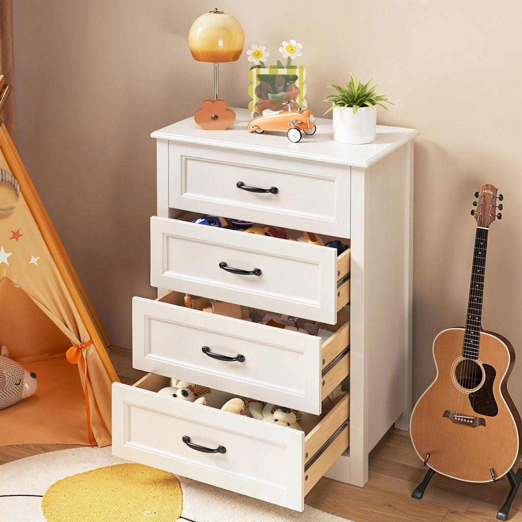 White 4 Drawer Wood Dresser T5816