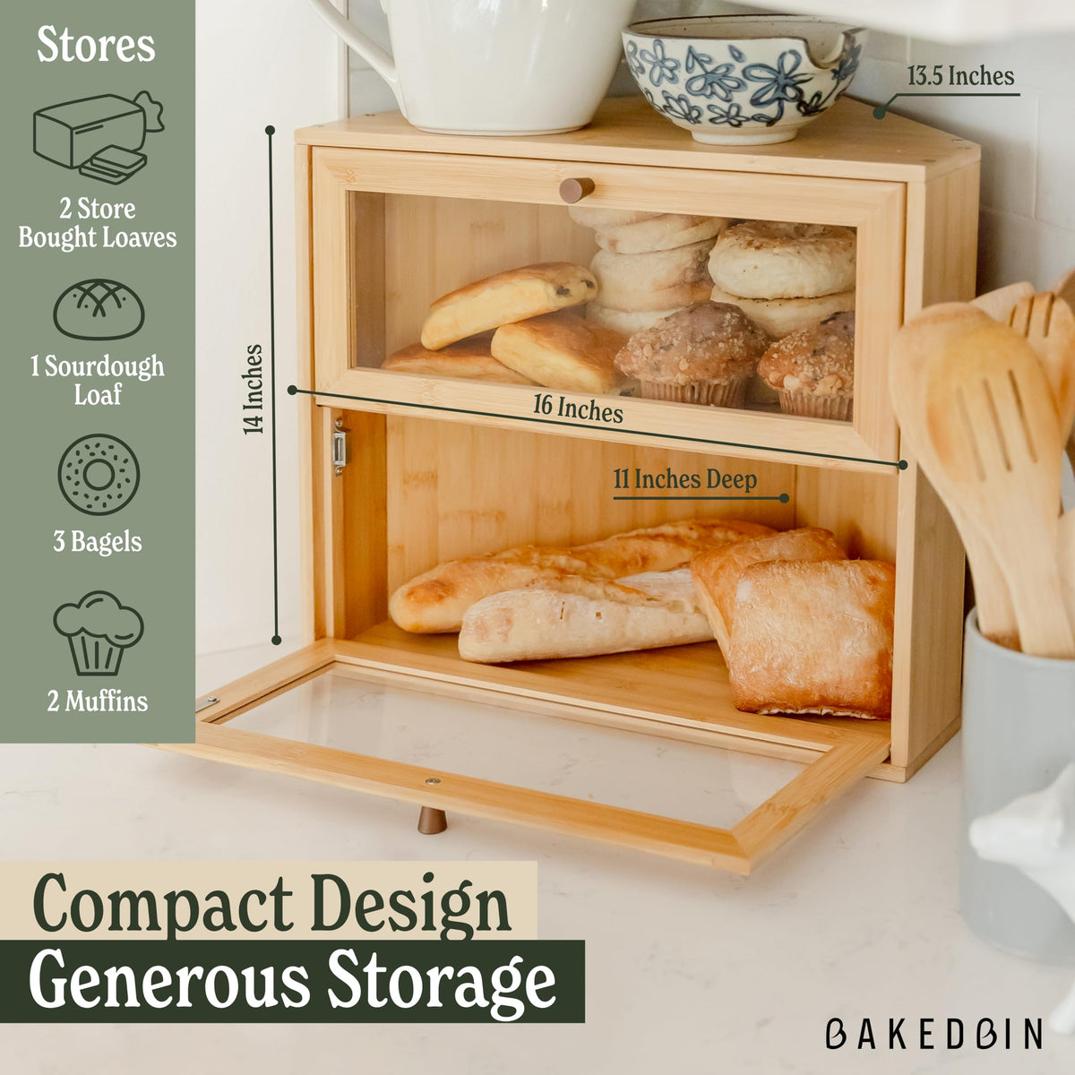 Bamboo Wooden Bread Box G3059