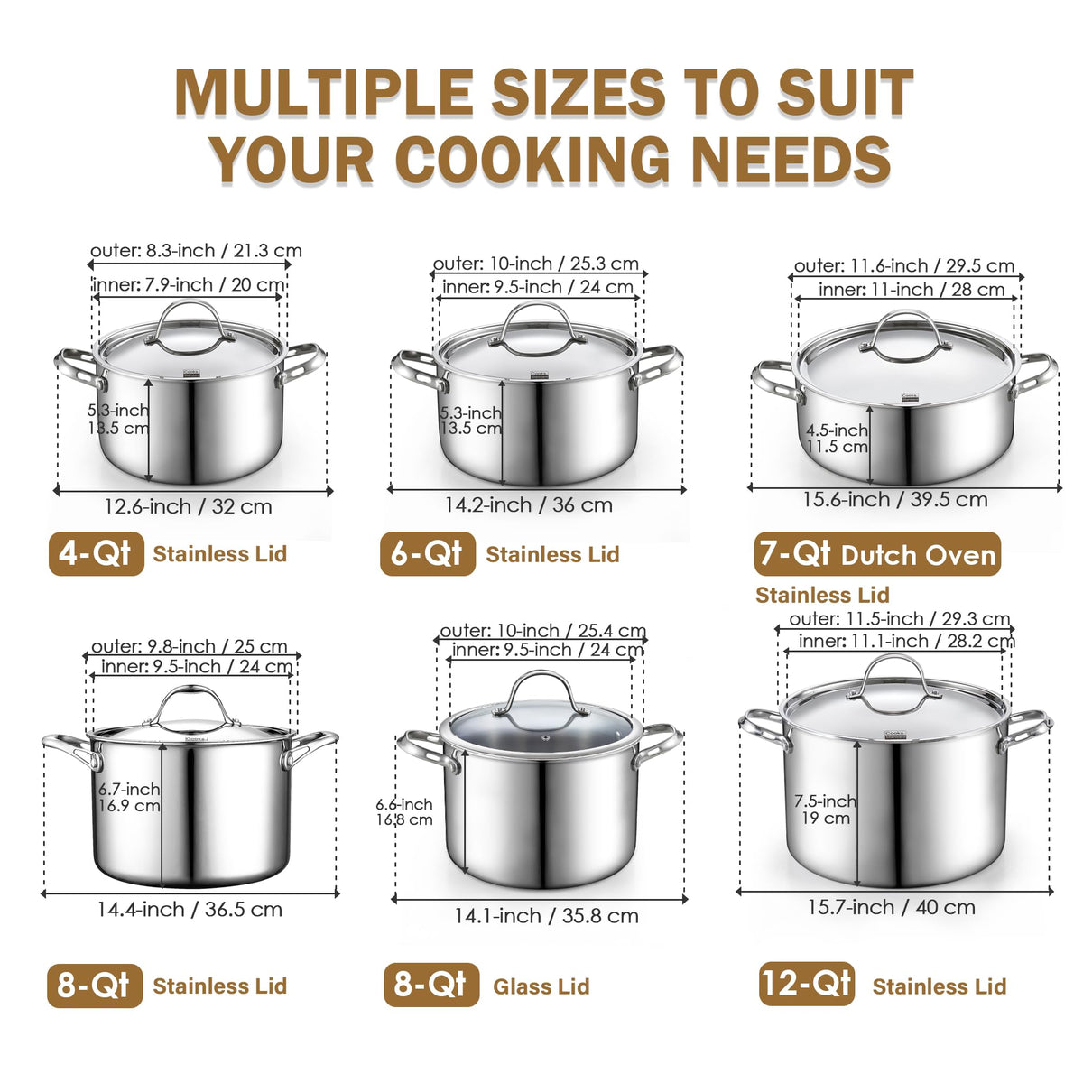Stainless Steel 4-Quart Stockpots with Lid D31061