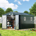 10x12X7.5FT Outdoor Steel Storage Shed with Lockable Doors and Frame Floor D524561