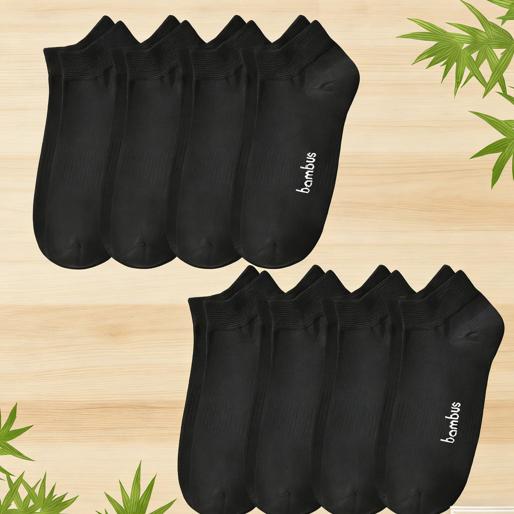 8 Pairs Bamboo Viscose Diabetic Ankle Socks Black Size 6-9 D59170