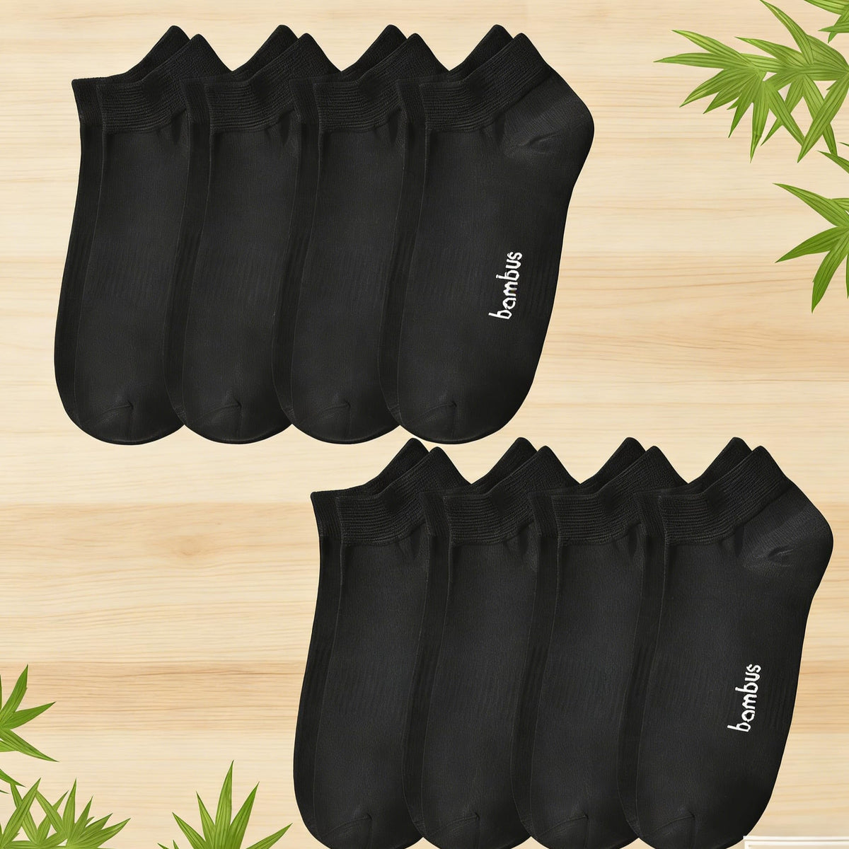 8 Pairs Bamboo Viscose Diabetic Ankle Socks Black Size 6-9 D59170