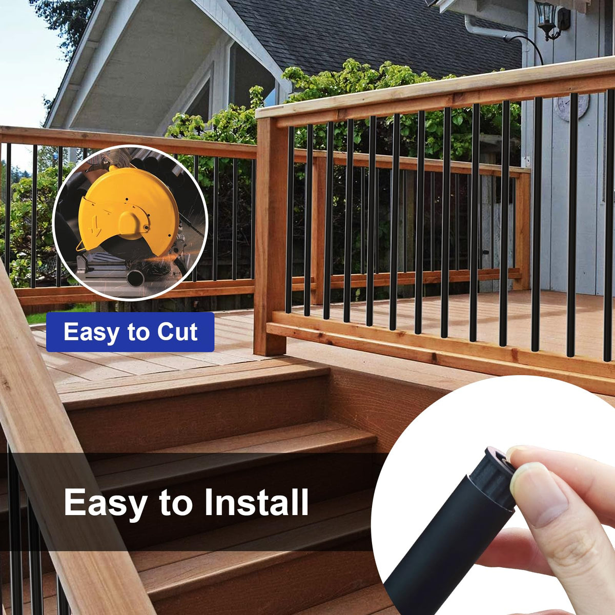 26" Black Aluminum Deck Balusters 120 Pack Q366534