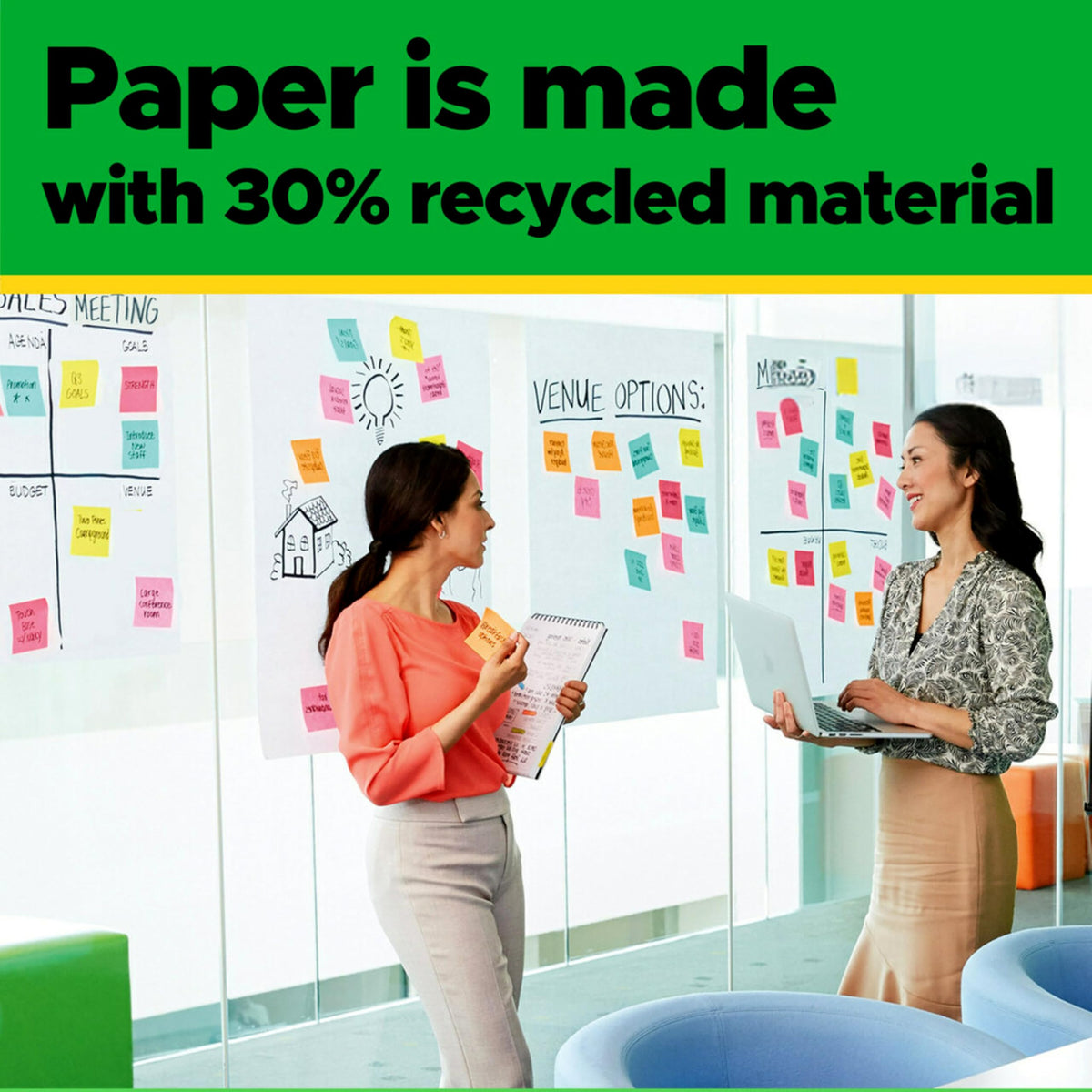 White Recycled Paper Easel Pad 25 in x 30 in 30 Sheets 2 Pads V3801