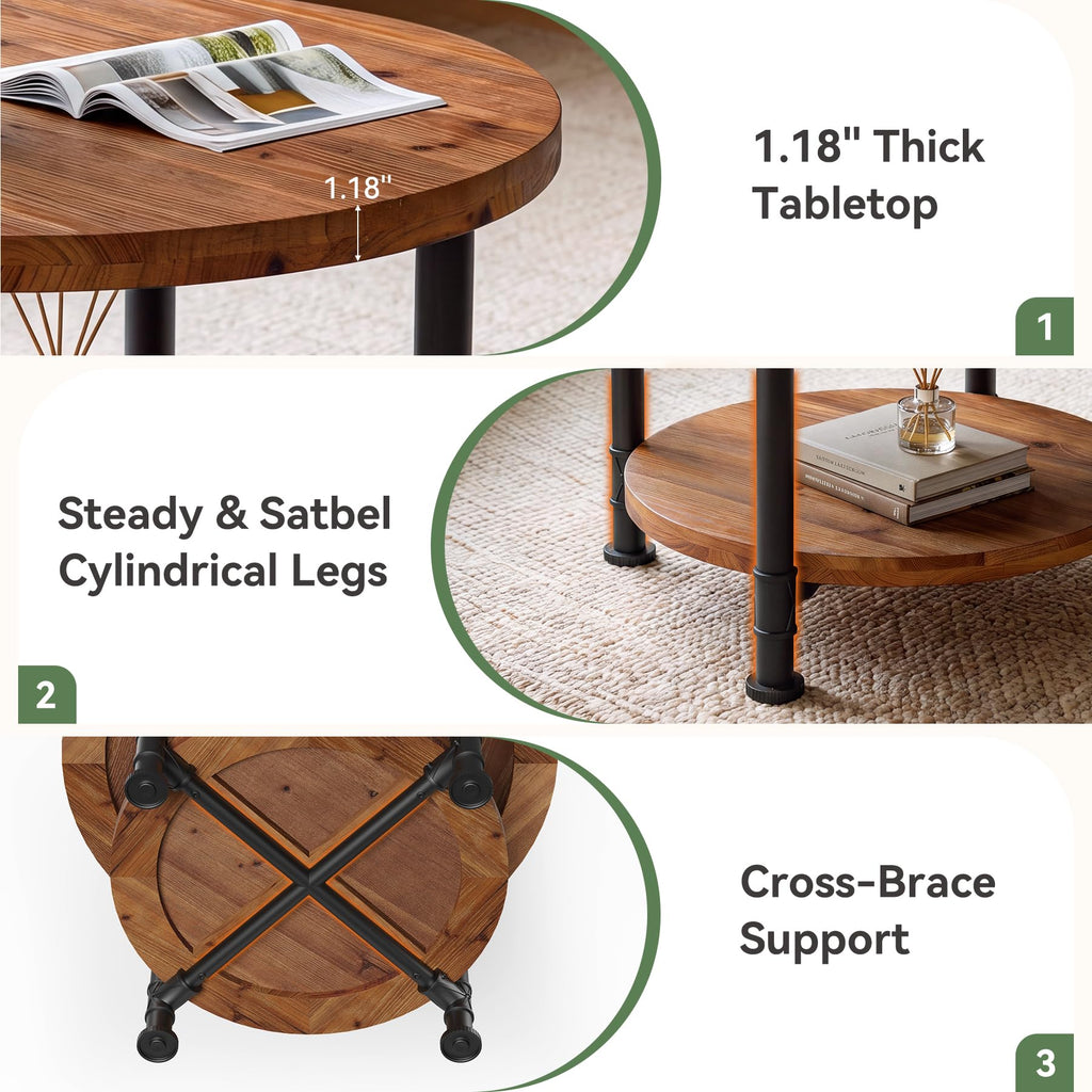 Solid Wood Round Coffee Table K42505