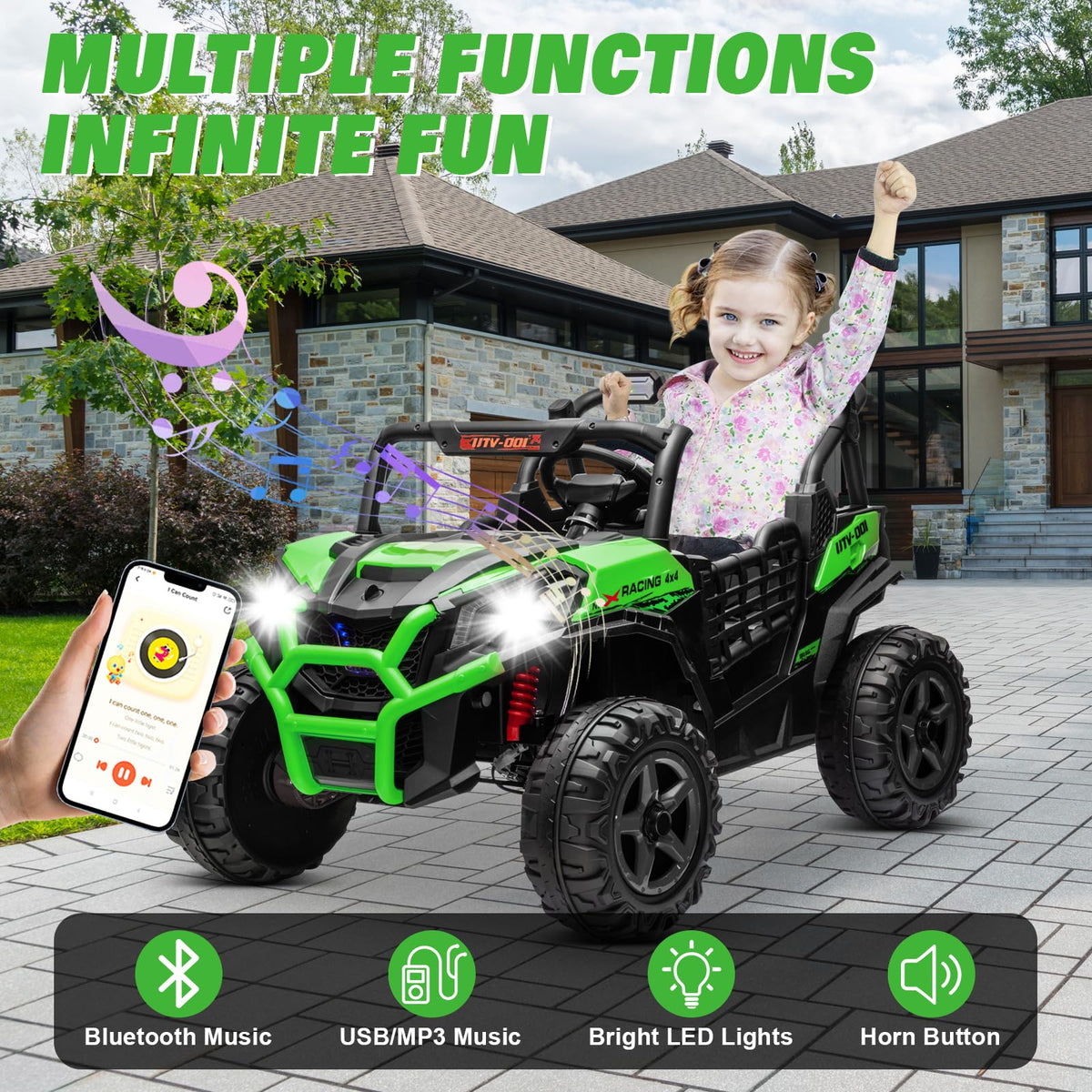 Green 2-Seater Ride On Car Truck B136