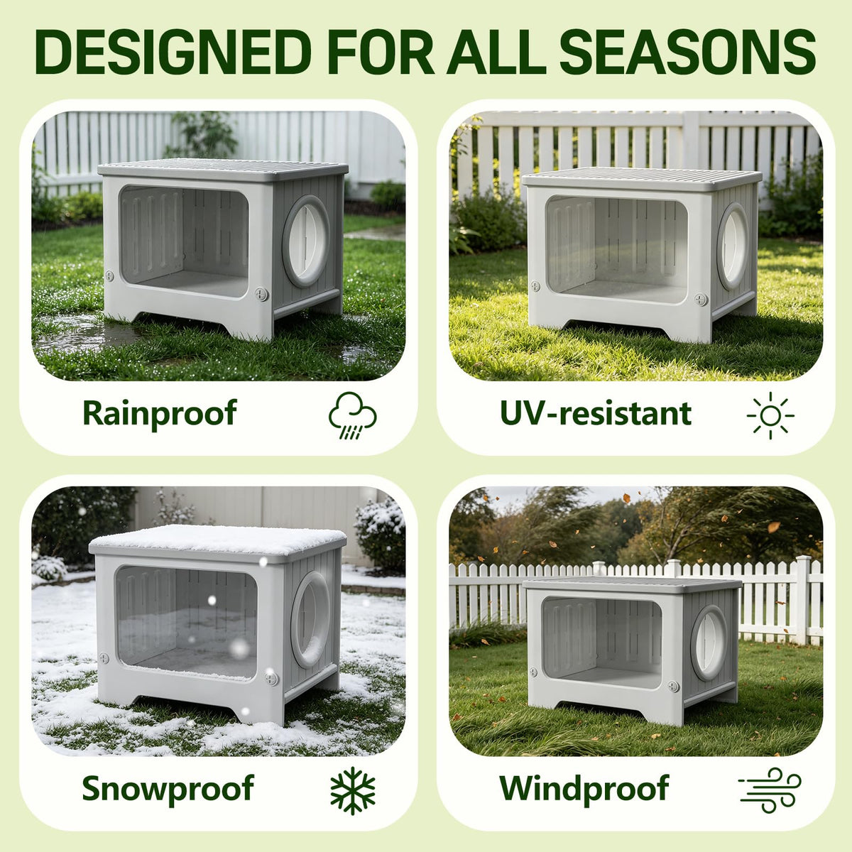Weatherproof Stackable Outdoor Cat House with Clear Window J828
