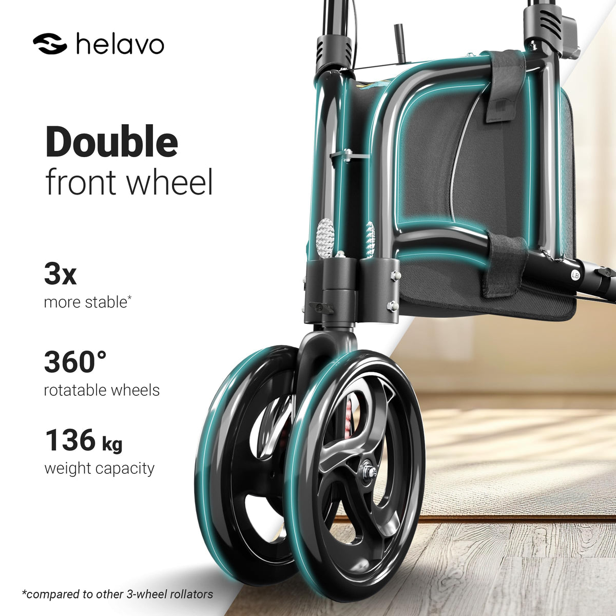 3 Wheel Walker with Double Front Wheels M846