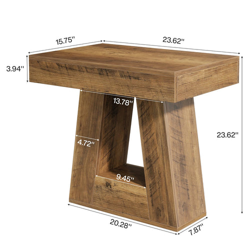 24" 2-Tier Narrow Wooden Side Table Set of 2 G9242