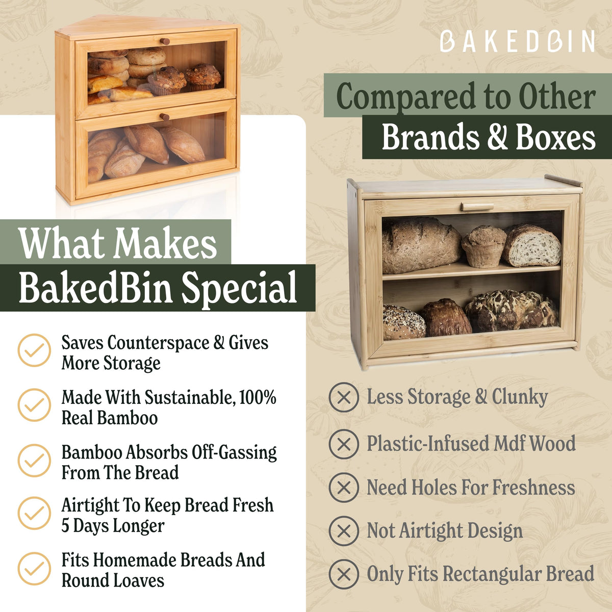 Bamboo Wooden Bread Box G3059